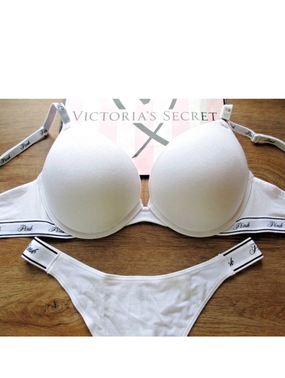 VICTORIA'S SECRET PINK Super Push-Up Bra Set NWT White 38D 38DD 40C 40D 40DD VS